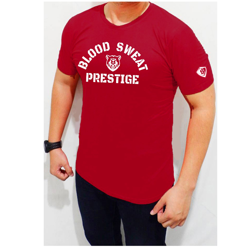 Baju Kaos Gym Fitnes Pria Blood Sweat Prestige Fitness Pria
